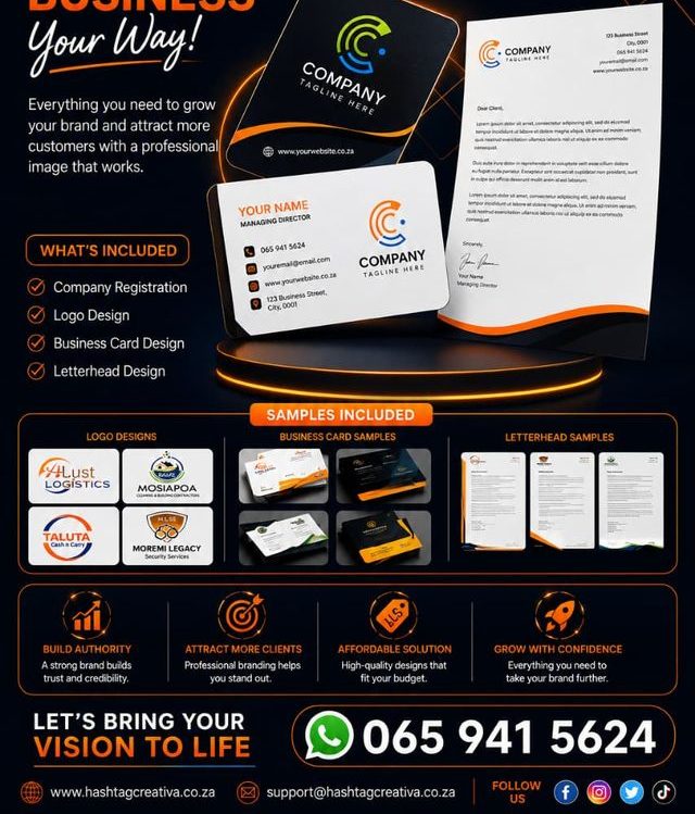 Growth identity campaign — orange theme branding design